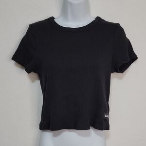 Women's Vans Fitted Ribbed Crop Top, Black, Size Medium, EUC